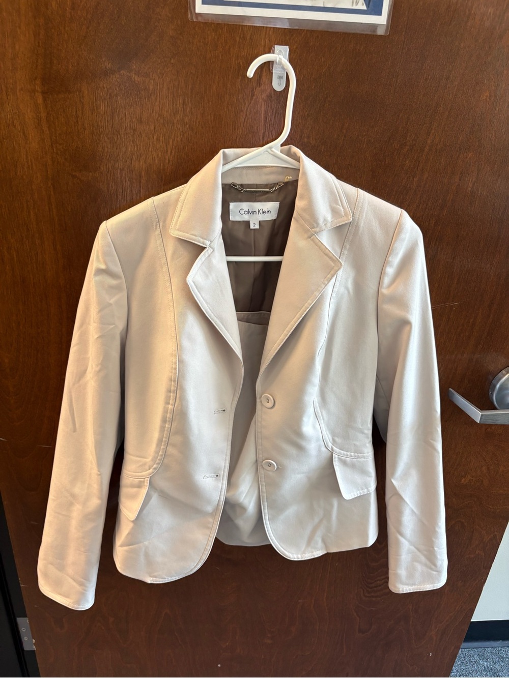 Calvin Klein Women's Cream Tailored Skirt Suit